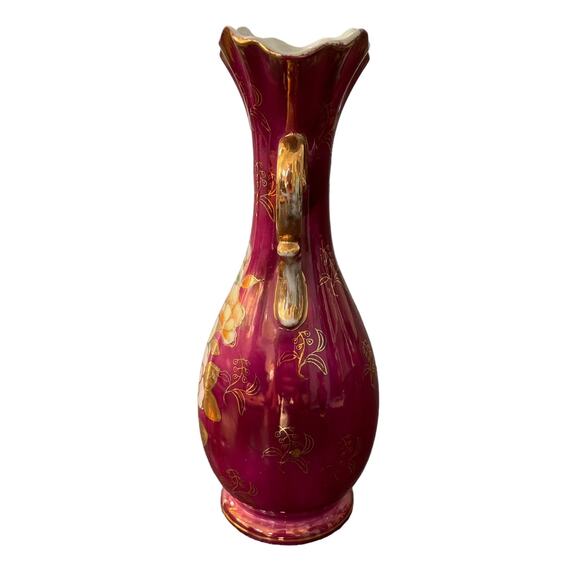 Vintage Iridescent Luster Ware Vase Gold Handles Pearl MCM Gilded Bud Japan READ - Picture 2 of 13